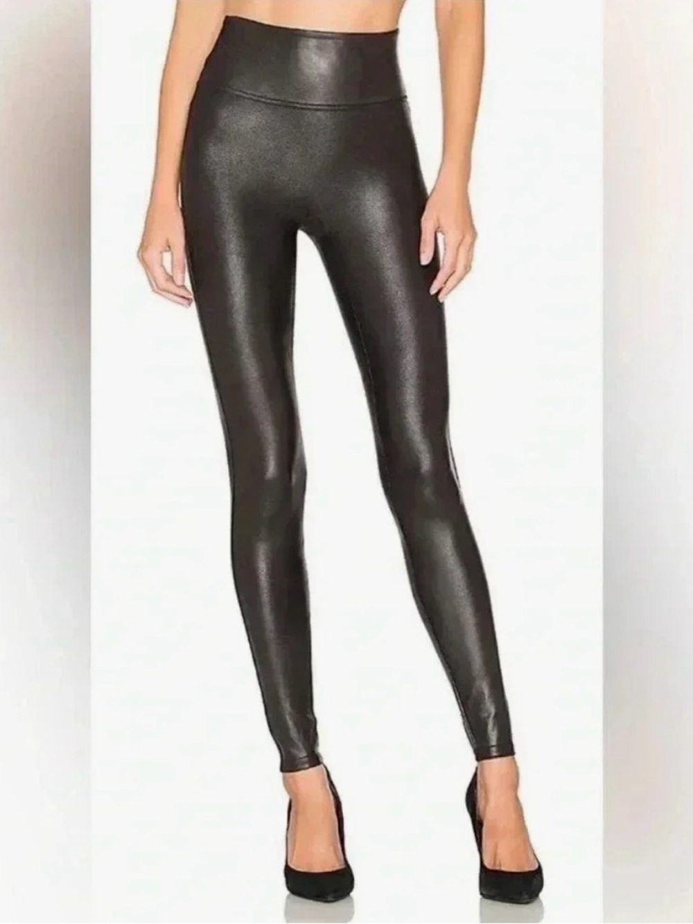 SPANX High-Waist Faux Leather Leggings - Black